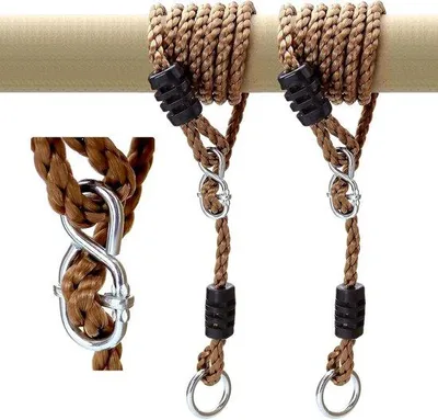 Produktbild von Verstellbare Schaukelseile mit einer Länge von 2 Metern und einer Tragfähigkeit von 200 kg, ideal für Hängematten, Schaukeln und Campingzelte