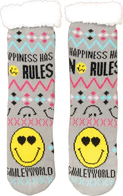 Produktbild von Smileyworld Hüttensocken - Smiley Haussocken für Damen Kuschelsocken Flauschige Wintersocken warme Frauen Socken Grau 35-38