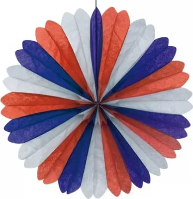 Produktbild von Dekofächer Ø 60 cm blau/weiss/rot schwer entflammbar