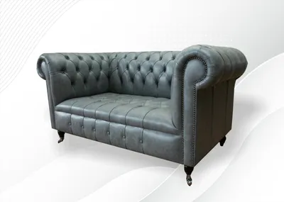 Produktbild von Chesterfield 2 Sitzer Zweisitzer Leder Wohnzimmer big Design Couchen Sofa Grau