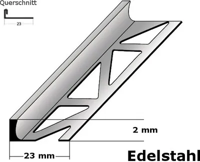 Produktbild von Fliesenprofil "Beldert" Fliesenabschlussprofil / Trennschiene für Fliesenabschlüsse, Höhe: 2 - 30 mm, Breite: 23 mm, aus Edelstahl-2 mm