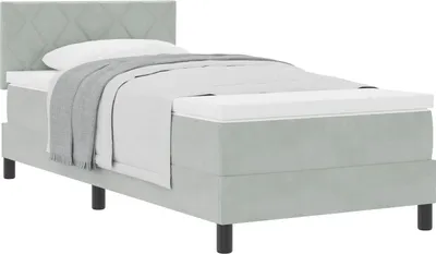 Image de Lit à ressorts avec matelas Gris clair 100 x 200 cm Velours