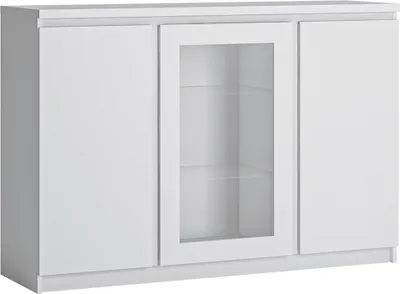 Produktbild von Sideboard in weiß mit Vitrinenfach FORTALEZA-129, B/H/T ca. 135,4/92,9/40 cm