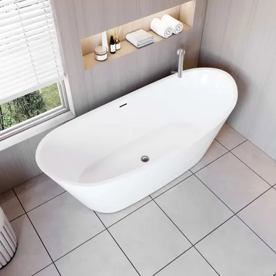 Produktbild von AICA freistehende Badewanne 170x72cm Oval Acrylwannen inkl.Ab-/Überlauf.Vorinstalliertes Zubehör
