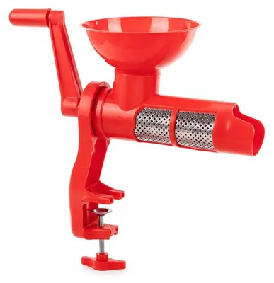 Produktbild von Manuelle Tomatenpresse als Passiermühle mit Handkurbel – Mit Trichter, Passiersieb und Tischklemme – Tomaten-Entsafter für Soßen, Passata und feine Pürees