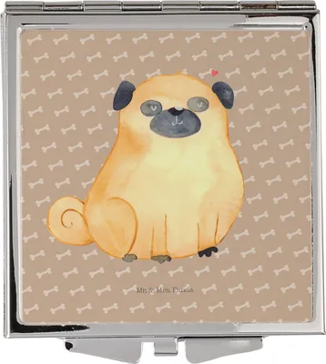 Produktbild von Mr. & Mrs. Panda Schminkspiegel Mops - Hundeglück - Geschenk, klein, Hund, Kosmetikspiegel, Vierbeiner, Sprüche, Kleiner Spiegel, Knuffig, Liebe, Taschenspiegel