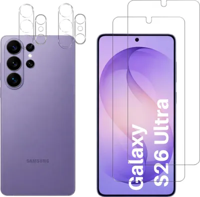 Produktbild von Gehäuse aus gehärtetem Glas für Samsung Galaxy S26 ULTRA und Kameraschutz [2er-Pack] Displayschutzfolie  Phonillico®