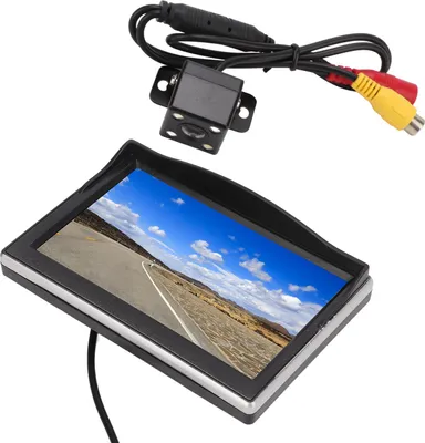 Obrázok produktu pre Súprava systému záložnej kamery 5 palcový monitor zadného pohľadu V1 V2 Video vstup s vysokým rozlíšením 12-24V pre vozidlá 4LED svetlo