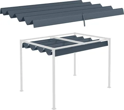 Image de Toit de pergola - Housse de rechange - Coulissante - 286 x 245 cm - Polyester - Pour pergola d'environ 3 x 2,5 m - Gris foncé