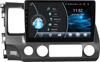 Zdjęcie produktu dla Radio samochodowe z Bluetooth i CarPlay do Hondy Civic (2006–2011), kompatybilne z Apple i Android, system stereo, system nawigacyjny, 2 GB pamięci RAM, 32 GB pamięci
