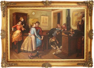 Produktbild von Riesiges Handgemaltes Barock Öl Gemälde Tanz Mod1. Gold Prunk Rahmen 225 x 165 x 10 cm - Massives Material