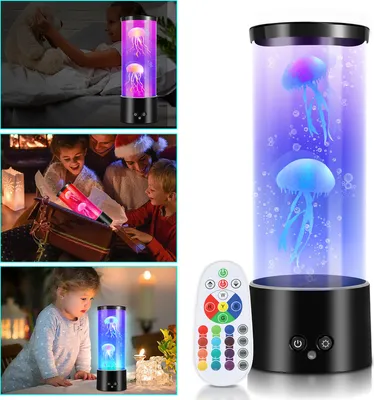 Zdjęcie produktu dla Fiqops LED Jellyfish Night Lights Water Tank Lava Lamp RGB Jellyfish Lamp Bedroom Artificial
