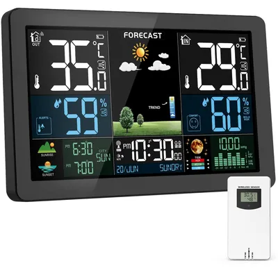 Productafbeelding van Weerstation met draadloze buitensensor, kleurendisplay en weersvoorspelling