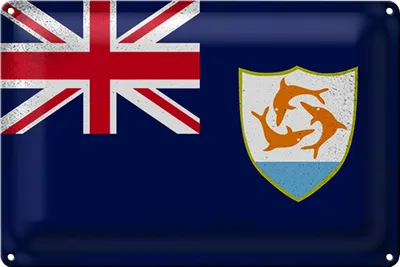 Produktbild von Blechschild Flagge Anguilla 40x30cm Flag Anguilla Vintage