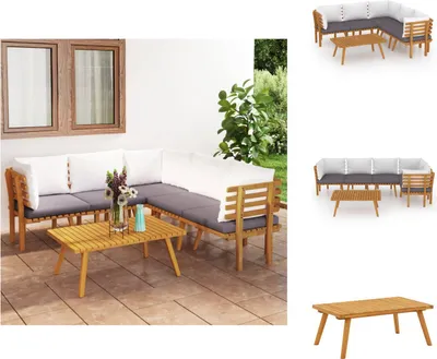 Produktbild von vidaXL 6-tlg. Garten-Lounge-Set mit Kissen Massivholz Akazie -  Gartenmöbel-Sets