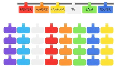 Produktbild von 32 Stück Kabelbeschriftung, Kabeletiketten clip für Kabelmanagement Identifizierung Kabel Organizer