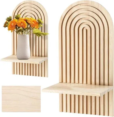 Image de Suspension - Style bohème pour le salon - Panneaux en bois - Ronde