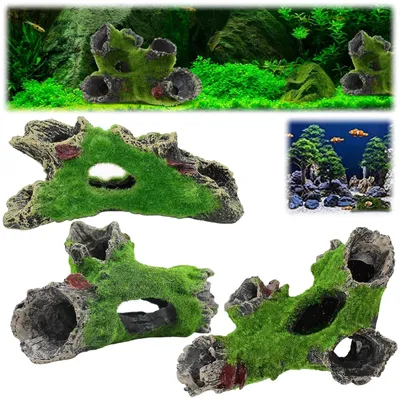 Produktbild von 3 Stück Harzdekoration für Aquarien - Baumstammhöhlen für Fische und Garnelen