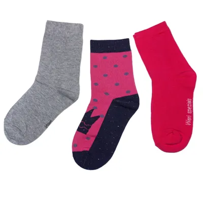 Produktbild von Kinder Socken 3-er Pack aus Baumwolle Krone Erdbeere Größe 23-26