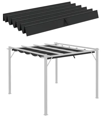 Produktbild von Ersatzdach für Pergola 3x3 m, Pavillondach Dunkelgrau, 250 x 255 cm, wasserabweisend, 10 Abflusslöcher, 6 Stangentaschen, UV-Schutz