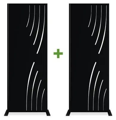 Produktbild von Set mit 2 dekorativen Paneelen VELETA Schwarz H.160cm, rechte Seite mit Mustern