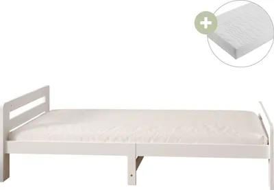 Image de Sunny Olla Lit Enfant, En Bois, Blanc | Lit Simple Pour Enfants - Matelas Hybride 90 X 200 Inclus (14 Cm, Mousse Hybride, Housse En Polyester) |