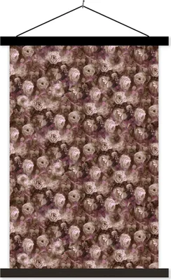 Produktbild von MuchoWow® Textilposter Rosen - Blumen - Ölfarbe 60x90 cm mit schwarzem Rahmen - Poster Wohnzimmer