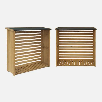Produktbild von sweeek - 2er-Set Kaminholzregale aus Tannenholz - Natur