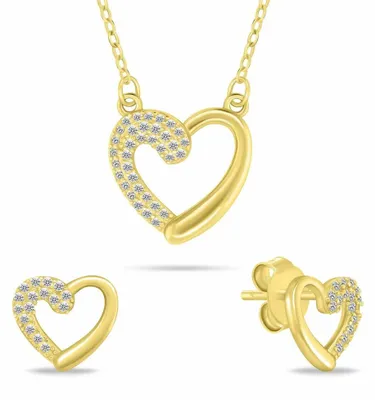 Immagine prodotto di Set di gioielli dorati con motivi a cuore e zirconi, SET259Y (collana e orecchini)