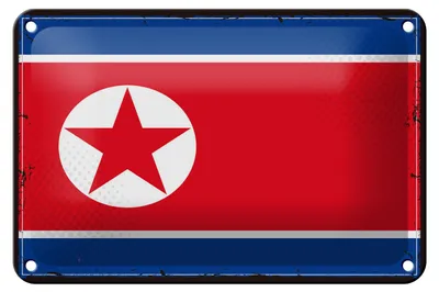Produktbild von Blechschild Flagge Nordkoreas 18x12cm Retro North Korea Dekoration