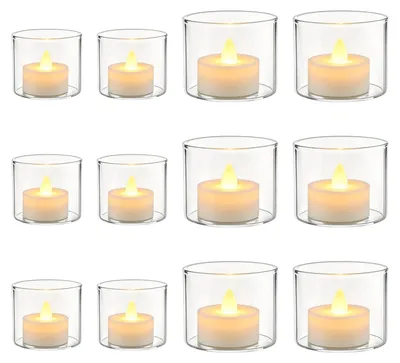Produktbild von Set mit 12 Glas-Teelichthaltern zur Tischdekoration