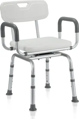Produktbild von Jopassy Duschhocker Badhocker Höhenverstellbar Duschstuhl bis 136kg  Badsitz Anti-Rutsch mit arm und rückenlehne +360° Drehbar