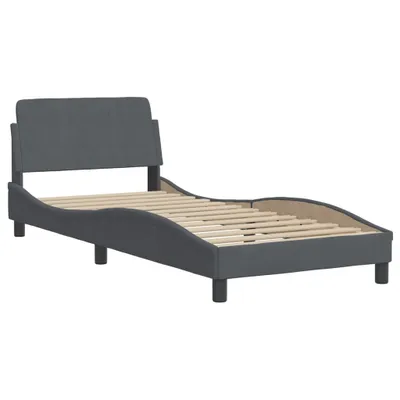 Image de Cadre de lit Dover gris foncé 80x200 cm velours