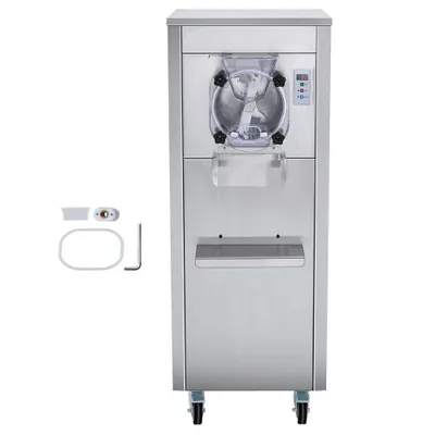 Produktbild von Kommerzielle Eismaschine - Leistung 18 l/h - Einzelgeschmacksrichtung - Harteismaschine mit Rädern - 6 L Edelstahlzylinder - LED-Panel - Automatische Vorkühlung mit Reinigung - Restaurant-Snackbars