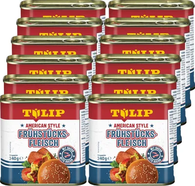Produktbild von TULIP 12x Frühstücksfleisch 340g American Style Original Dosenfleisch Konserve