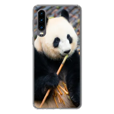 Produktbild von MuchoWow® Handyhülle Schutzhülle Hülle für Huawei P30 Großer Panda - Bambus - Blätter Silikon Softcase Handy Hülle - Kartenbesitzer