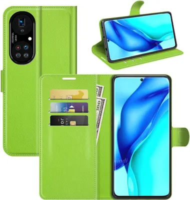 Produktbild von König Design Hülle kompatibel mit Huawei P50 Pro Kunstleder Handyhülle - Handy Case Grün
