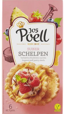 Produktbild von Jos Poell Suikerschelpen 100g – Knusprige Zuckergebäckschalen, Snack & Dessert