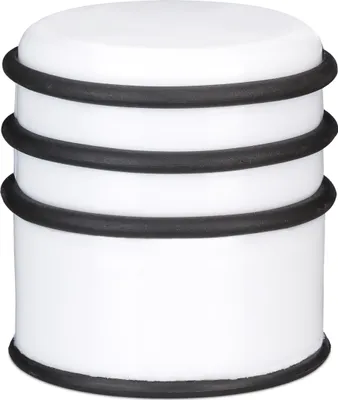 Produktbild von Relaxdays Türstopper für den Boden, schwerer Türpuffer, f. Türen & Fenster bei Luftzug, 3 Gummiringe, innen, ∅ 7cm, weiß