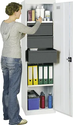 Image de Stumpf Armoire à outils et matériel série 3000 gris clair + 3 tiroirs 200 mm + 3 tablettes coulissantes - 3005407