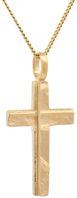 Produktbild von Anhänger Kreuz  585-14 Karat Gold mit vergoldeter Silberkette 55  cm