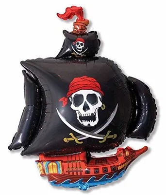 Produktbild von Ballonim® Piratenschiff schwarz ca. 80cm Luftballons Folienballon Party Dekoration Geburtstag …