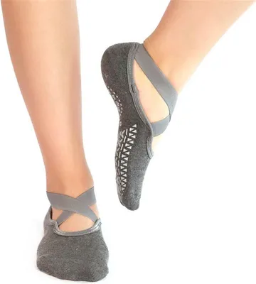 Produktbild von CHPN - Yogasocken - 1 Paar - Antirutsch - Sportsocken - Damen - Grau - Pilatessocken - Elastisch - Fitnesssocken - Yogasocken - Tanzsocken - Größe 36/40