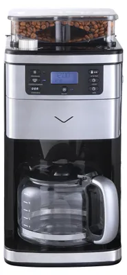 Filterkaffeemaschine mit Mahlwerk, 900 W, 12 Tassen, Edelstahl