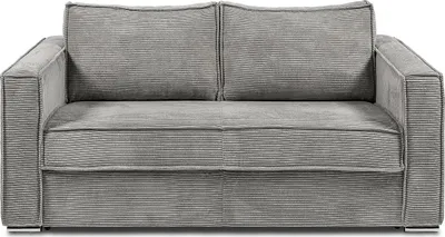 Produktbild von Express 3-Sitzer Schlafsofa in hellgrauem Cord - Schlafbereich mit 140 cm breiten Latten - 22 cm Matratze mit Formgedächtnis - LORETO