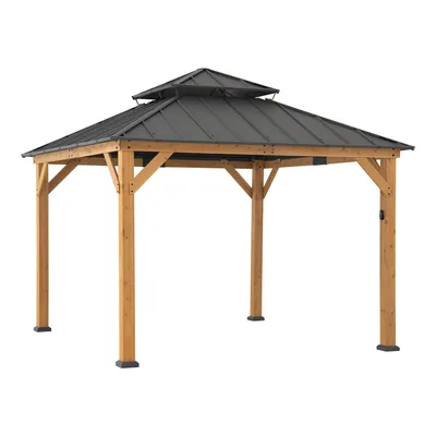 Produktbild von Zedernholz Gazebo KAPS mit Solar - 330cm x 330cm, braun