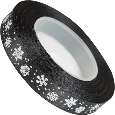 Produktbild von Dekolo Geschenkband Satin Dekoschleife mit Schneeflocke Breite 12mm Schwarz