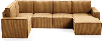 Produktbild von BETTSO klassisch gepolstertes Ecksofa mit Kordseiten für Wohnzimmer ORTO Gelb Recht