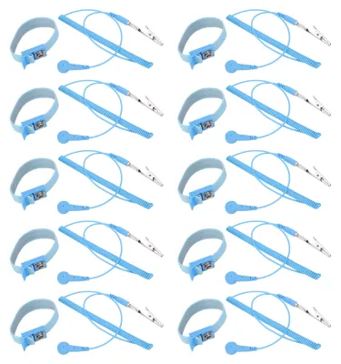 Image de 10 bracelets antistatiques de 1,8 m x 2,0 mm, pour la mise à la terre, la décharge électrostatique, bracelets pour le poignet