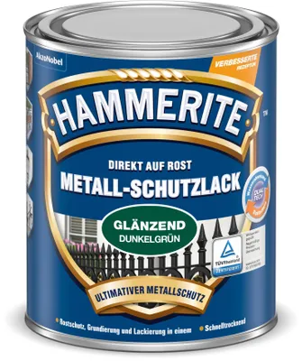 Produktbild von Hammerite Metallschutzlack Glänzend, 3in1 Rostschutzlack für Metall, Dunkelgrün, 750 ml